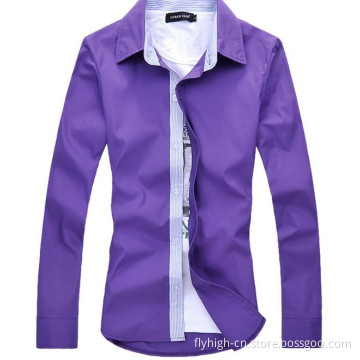Men Leisure Long Sleeve Polo Neck Cotton T Shirt